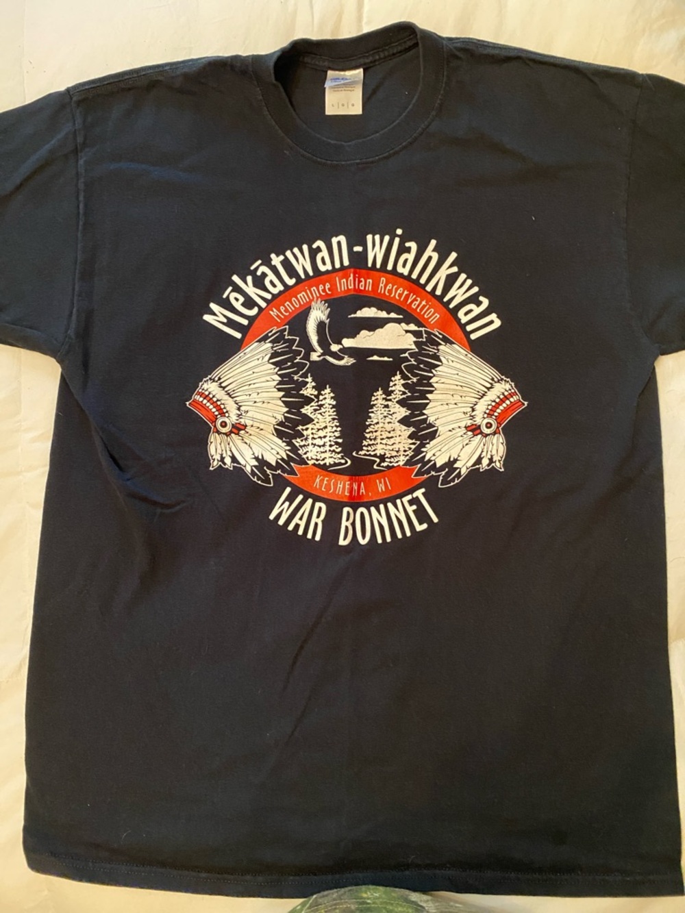 Men's Black Graphic 'War Bonnet' Tee - Mekātwən-wiahkwan Design